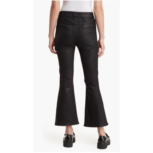 New FRAME Le Crop Flare cropped coated high-rise flared jeans in Black Size 31 - Picture 14 of 15